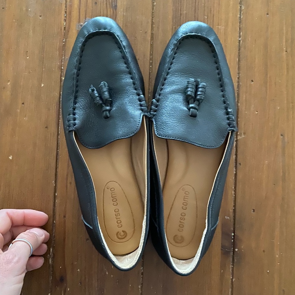 Corso Como Black Leather Loafers